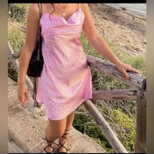 EUC ZARA Pink Satin Cami Floral Mini Dress Size S